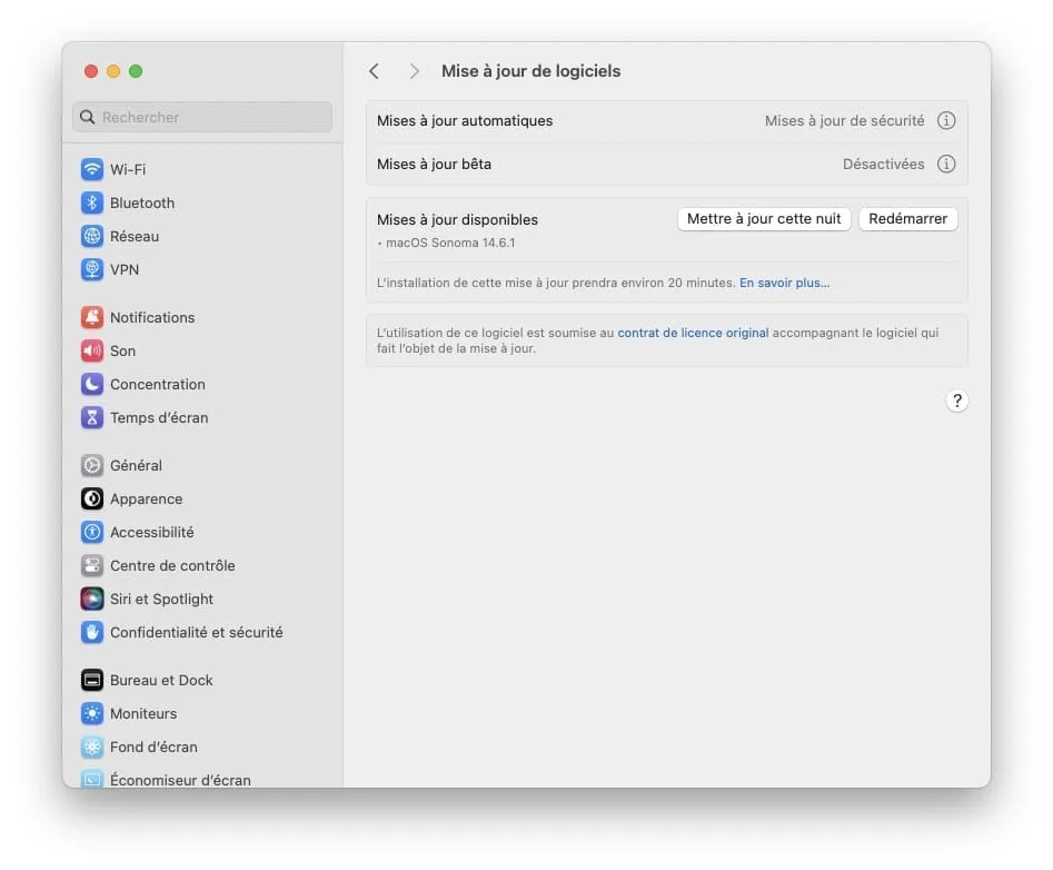 macOS Sonoma 14.6.1 mise a jour mac