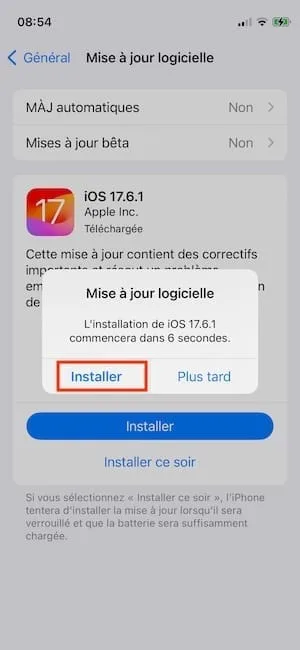 maj iOS 17.6.1 iphone