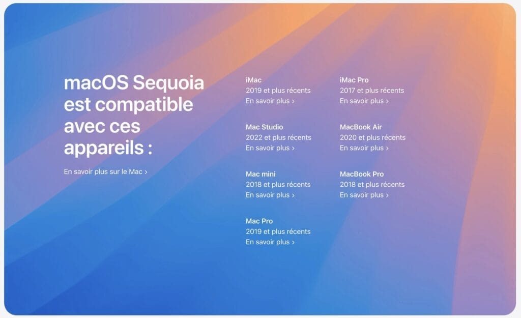installer macos sequoia sur un mac compatible