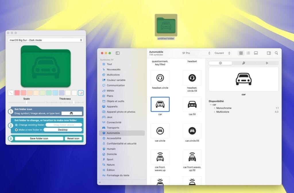 changer icone dossier mac