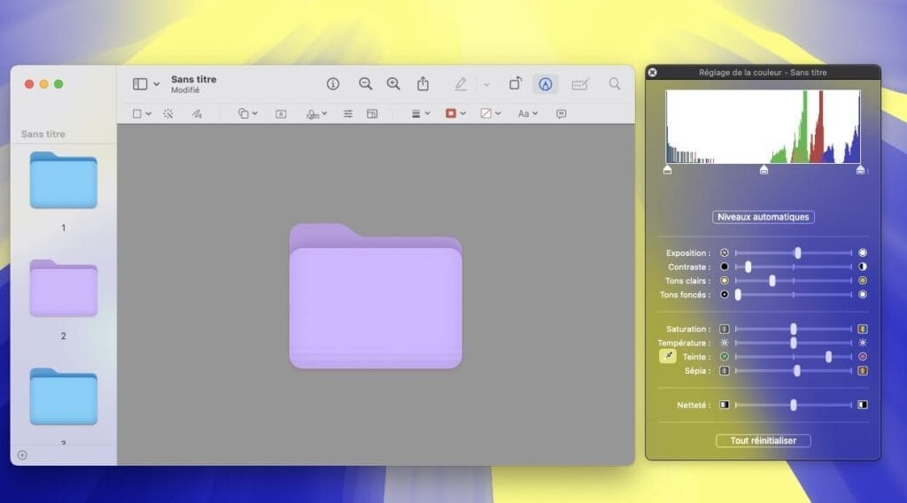 reglage couleur dossier mac