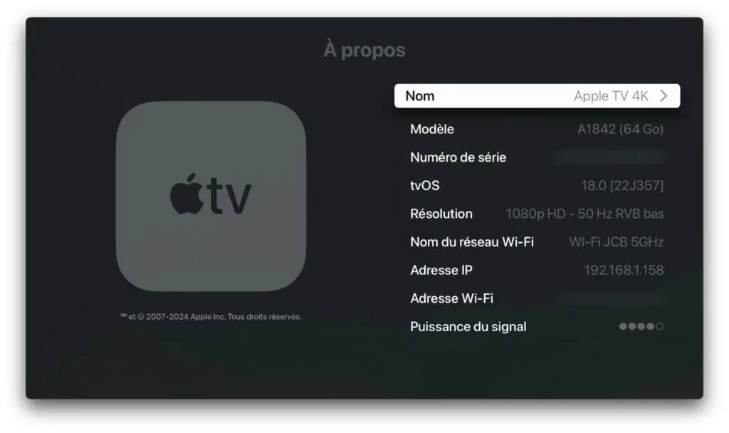 reset apple tv version tvOS