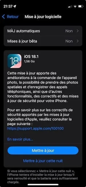 telecharger iOS 18.1