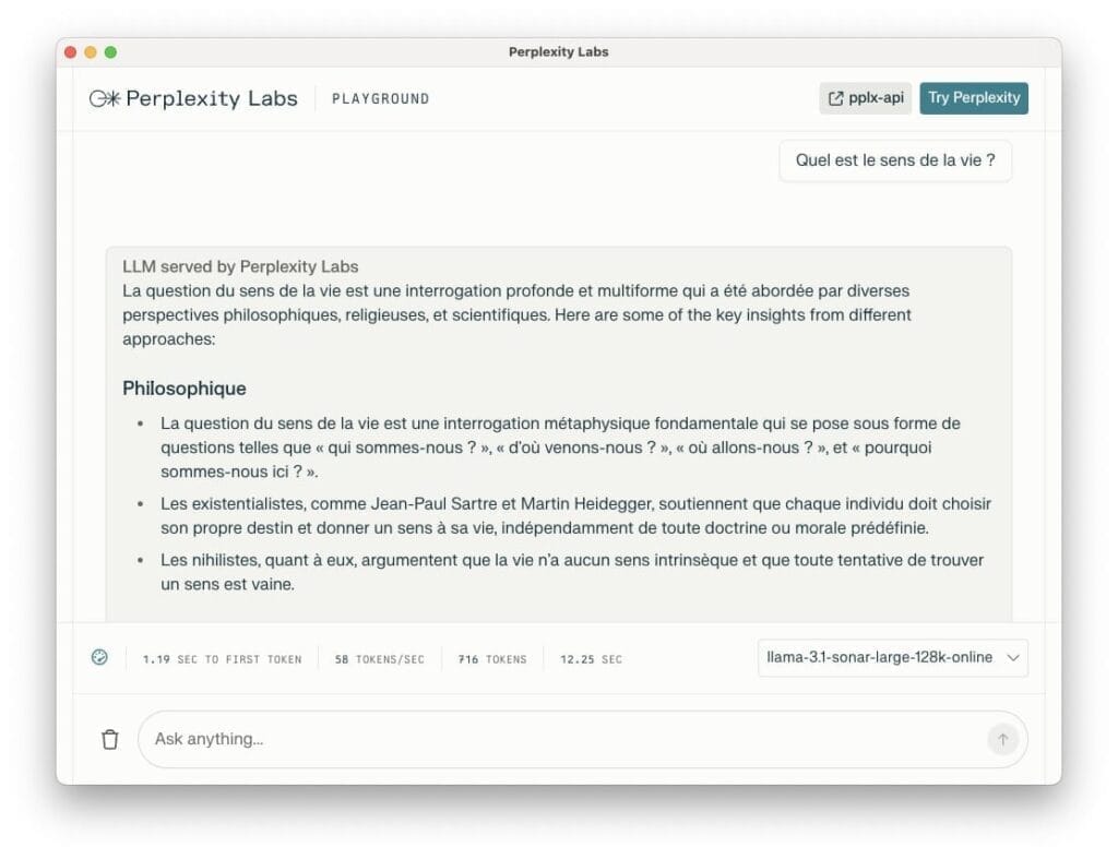 Perplexity AI chat mac