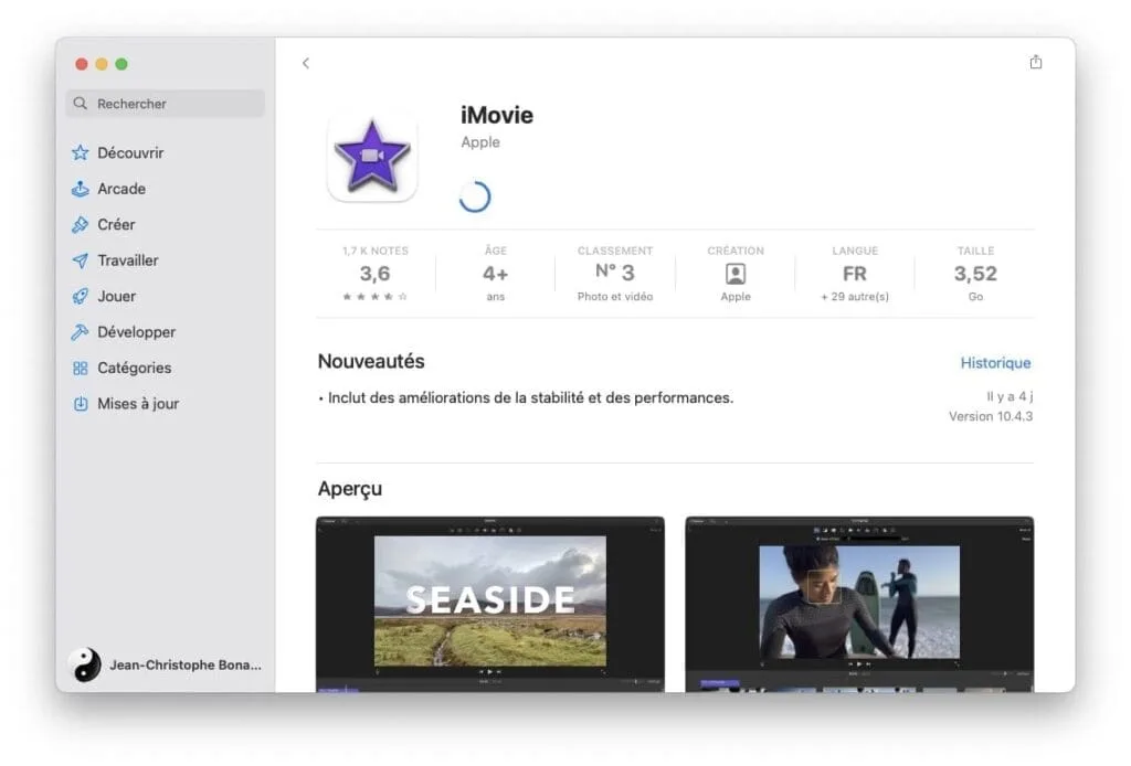 installer imovie sur disque externe