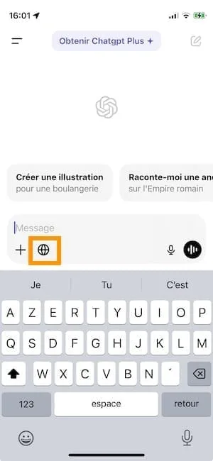 moteur de recherche ChatGPT sur iphone