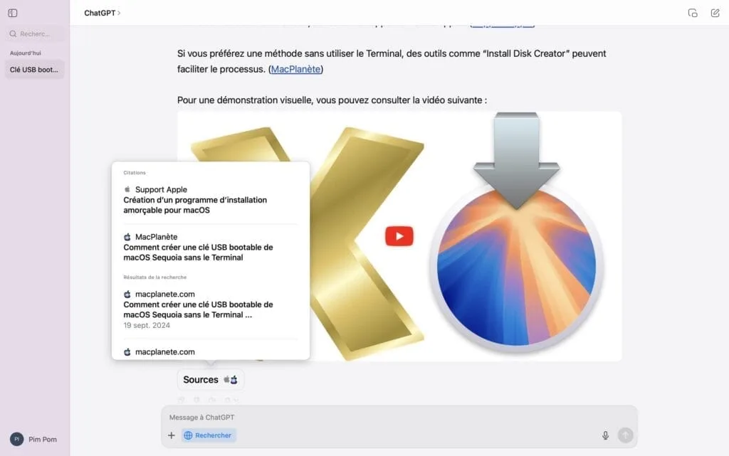 moteur de recherche SearchGPT sources video