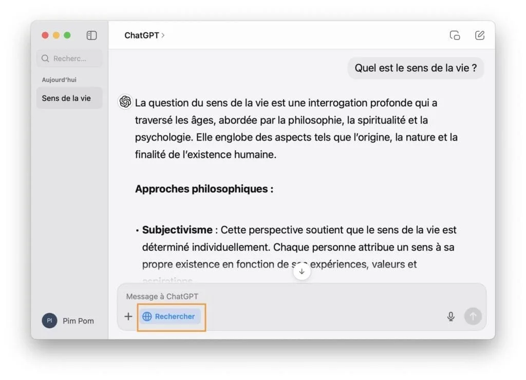 moteur de recherche chatGPT SearchGPT macos