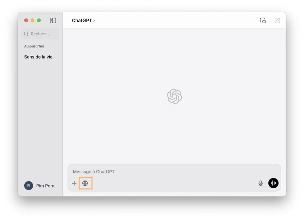 utiliser moteur de recherche chatGPT SearchGPT sur mac