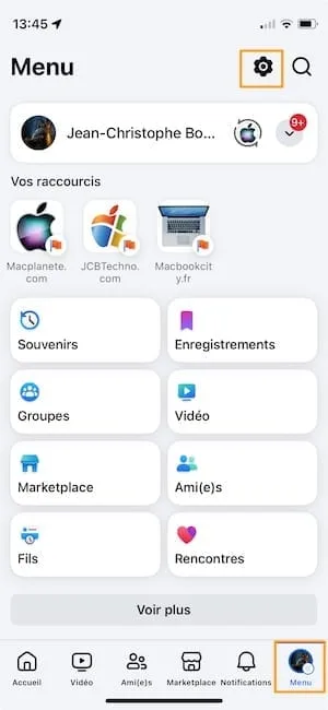 Supprimer compte FaceBook iphone