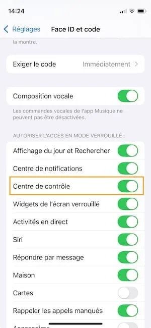 disable control center iphone