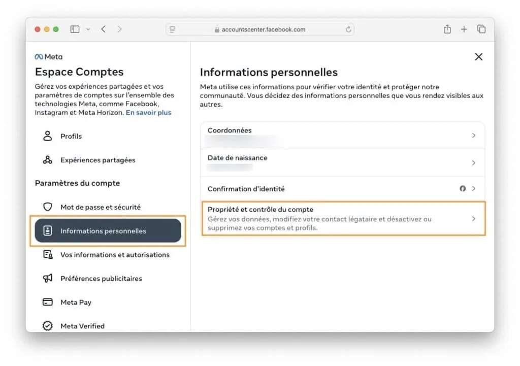 facebook informations professionnelles