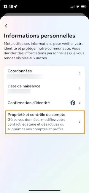 facebook propriete et controle du compte