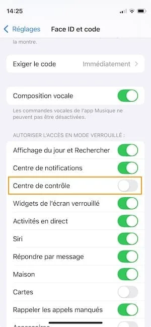 ios 18 centre de controle iphone verrouillage