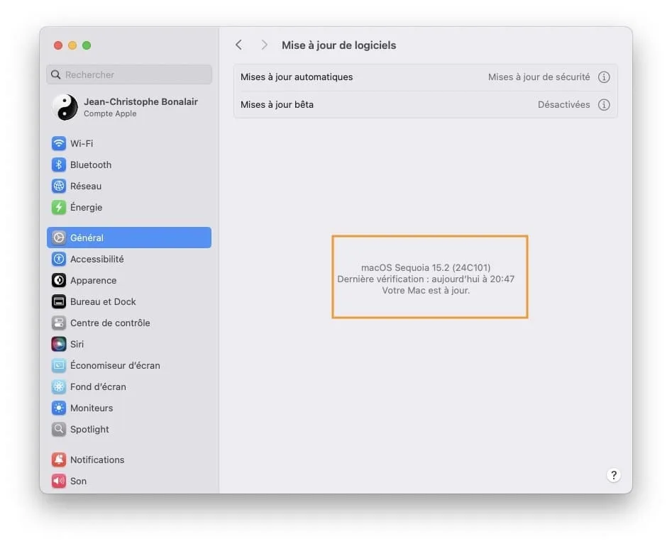 macos sequoia 15.2 mise a jour