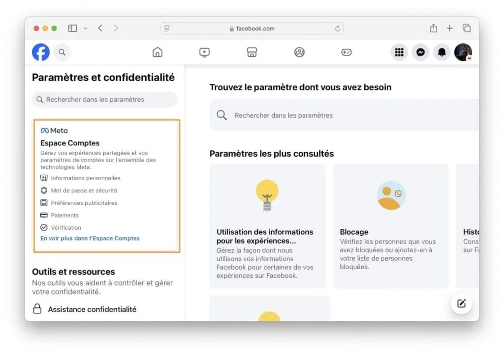 reglaces facebook desktop