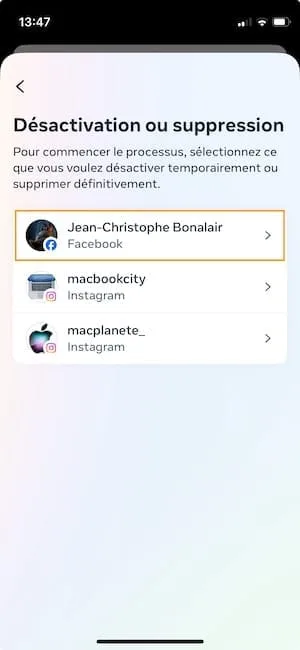 suppression compte facebook