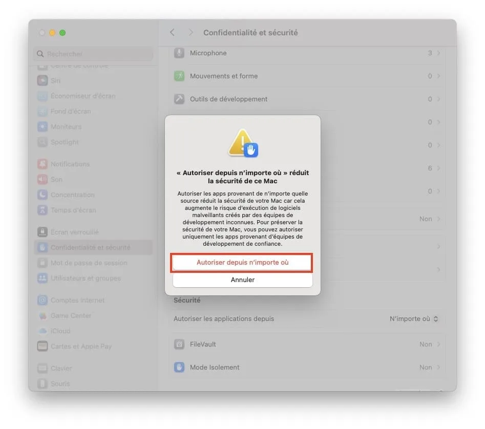Comment désactiver Gatekeeper sous macOS Sequoia... et installer toutes les apps sur Mac ! 5 autoriser depuis nimporte ou mac