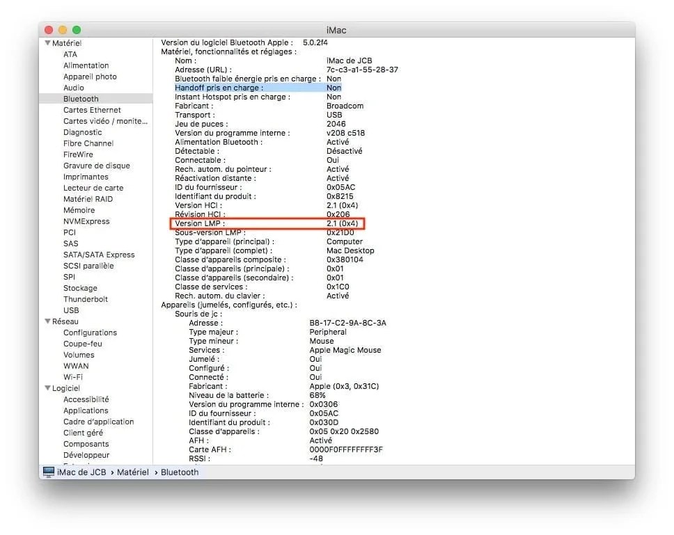 Quelle est la version Bluetooth sur mon Mac ? (Bluetooth 5.3, 5.0, 4.2, 4.0...) 1 informations systeme Mac bluetooth Link Manager Protocol.jpg