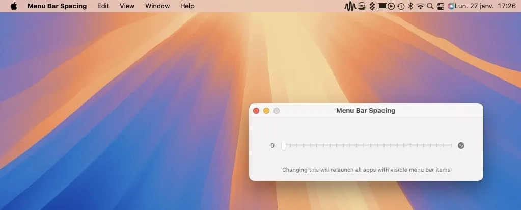 reduire espace entre icones dans la barre des menus mac