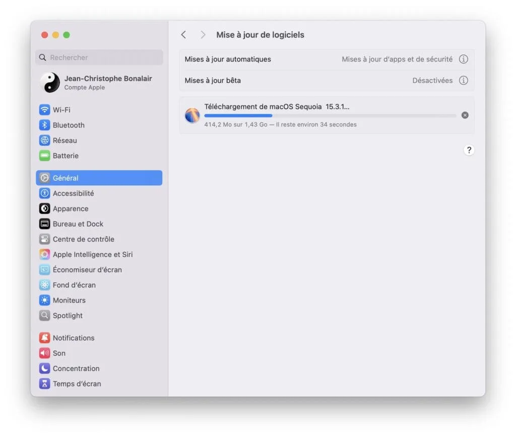 mise a jour macos Sequoia 15.3.1