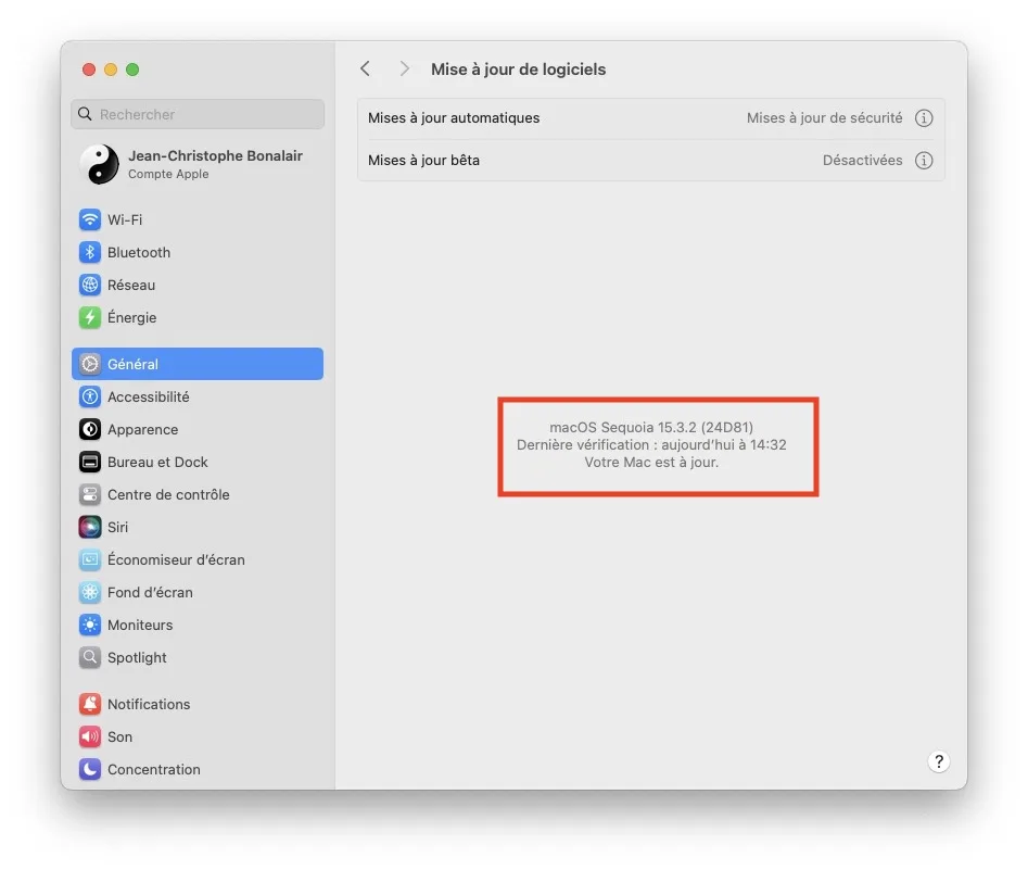 mettre a jour macos sequoia 15.3.2