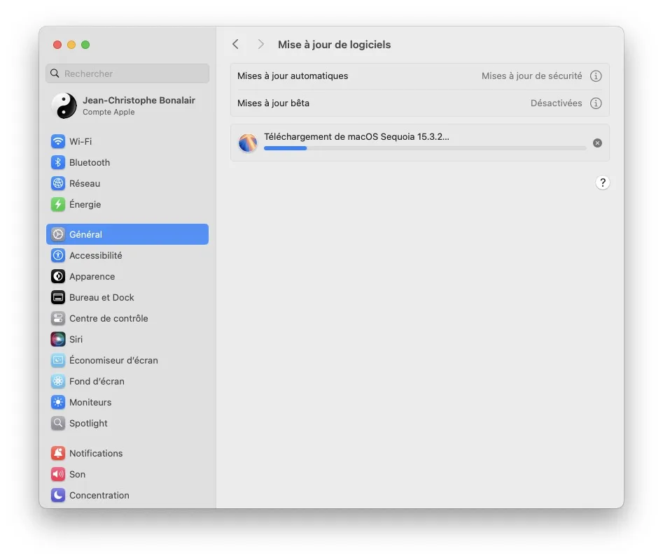 telecharger macos sequoia 15.3.2 update