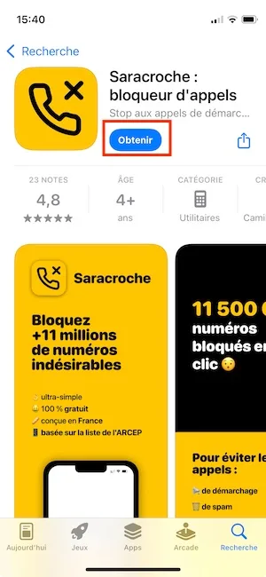 Saracroche bloqueur dappels iphone