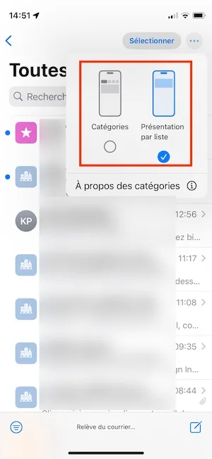categories mail iphone