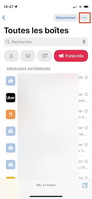 desactiver categories mail iphone