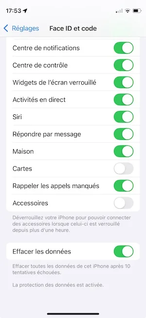 Comment effacer automatiquement les données de l'iPhone après 10 tentatives échouées 5 effacer toutes les donnees de cet iphone est actif