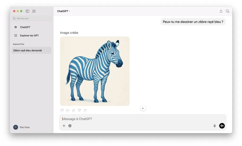 generer une image avec chatGPT Mac