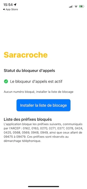 installer la liste de blocage Saracroche