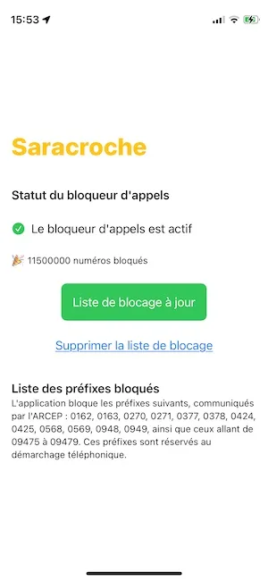 liste de blocage appels iphone actualiser