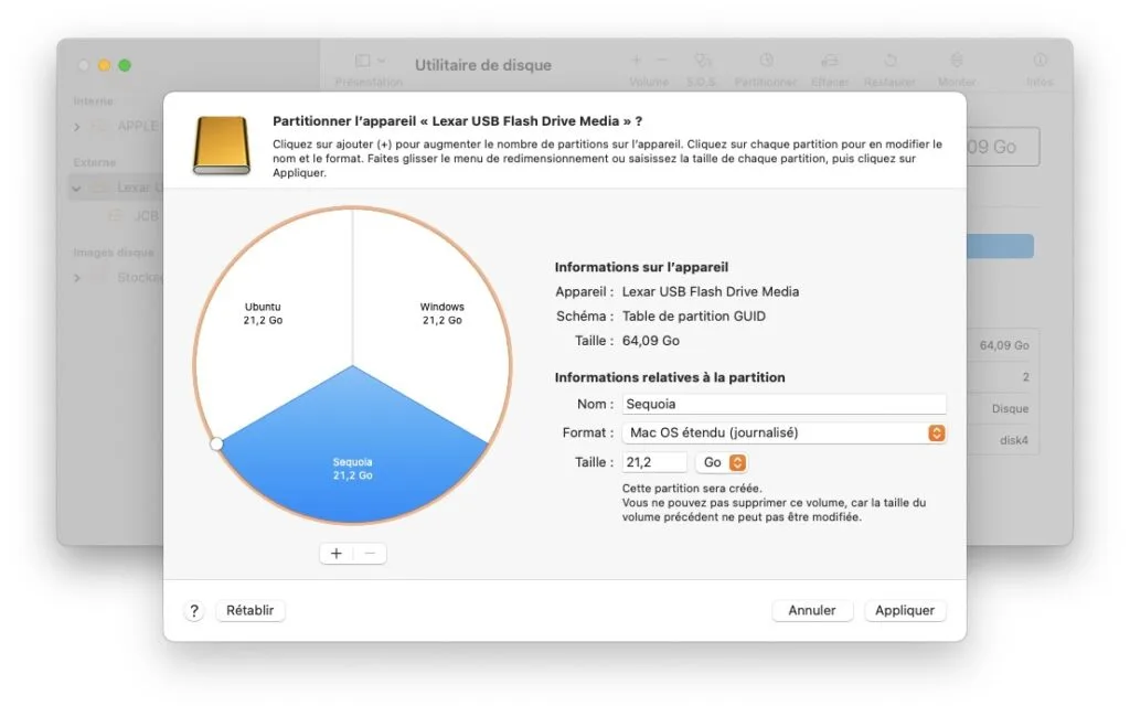 multiboot cle usb partition pour macos sequoia 15