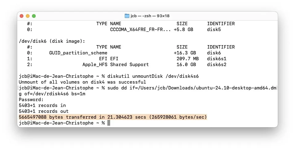 transferer linux ubuntu sur cle usb avec terminal