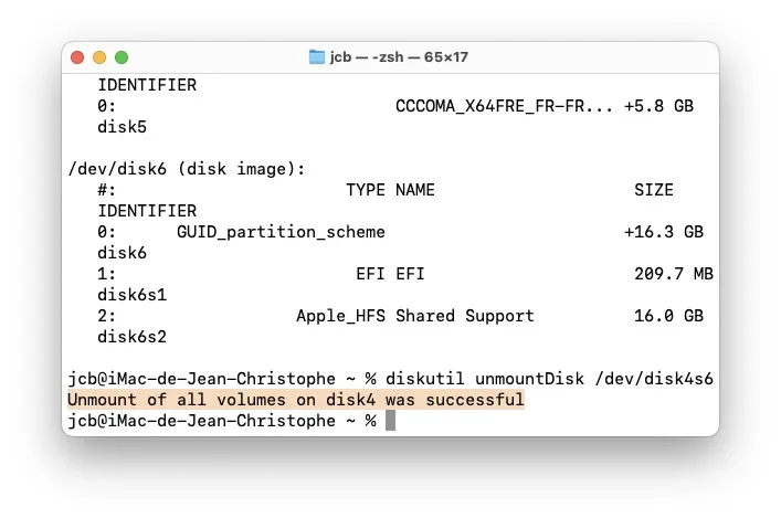 unmountDisk mac
