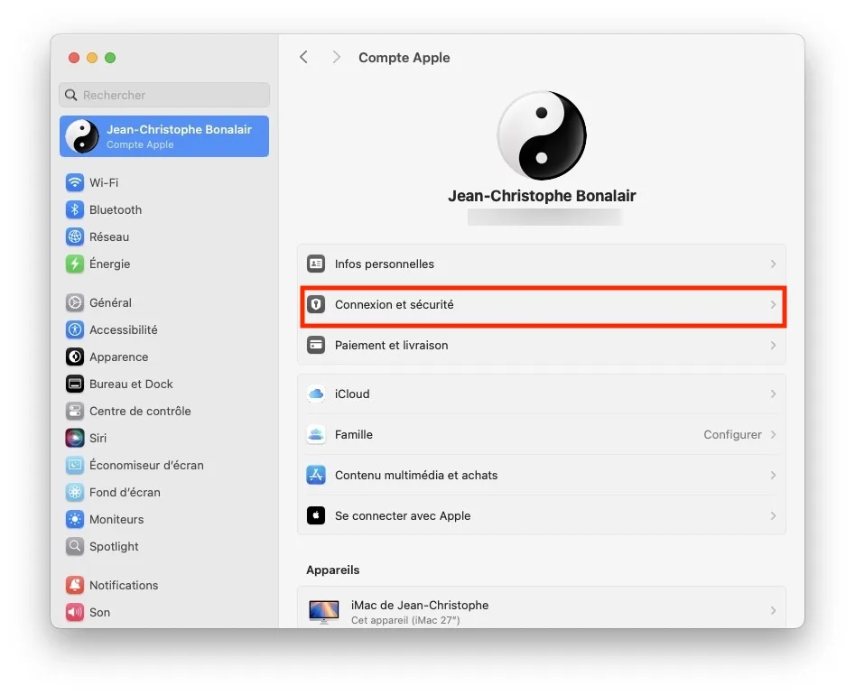 contact de recuperation de compte apple sur mac