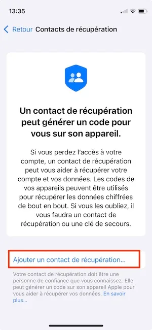 designer contact de recuperation apple