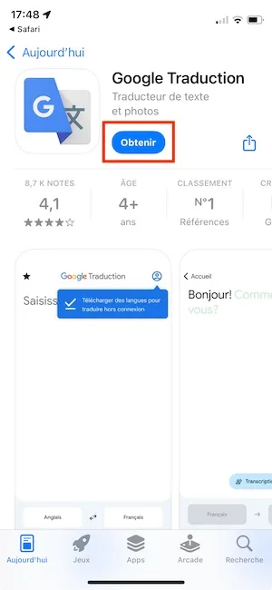 google traduction iphone