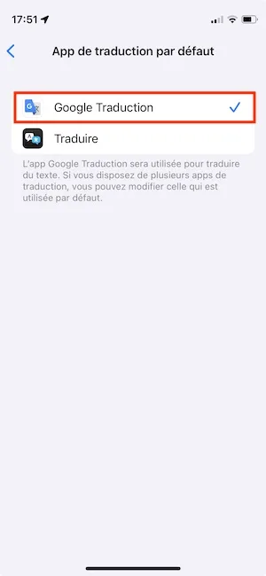 remplacer traduire par google traduction iphone
