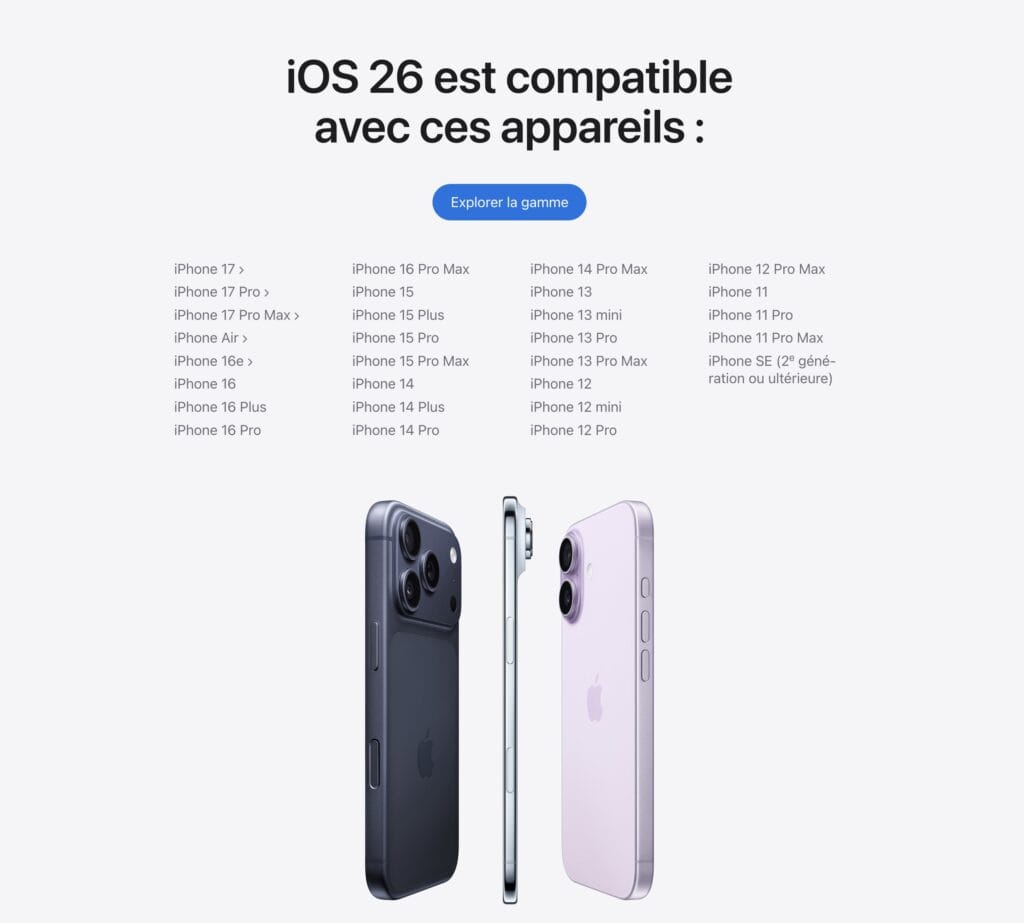 iOS 26 est compatible avec ces appareils