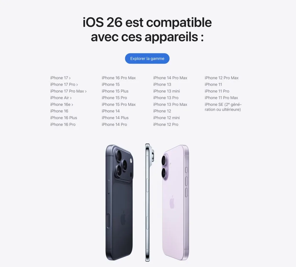 iOS 26 est compatible avec ces appareils