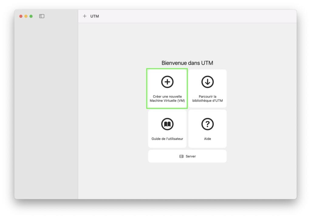 creer une nouvelle Machine Virtuelle UTM macos tahoe