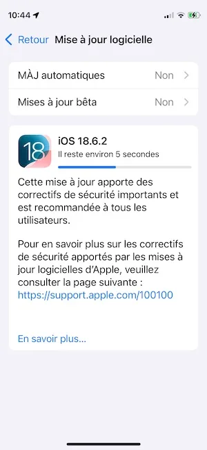 ios 18.6.2 mise a jour iphone