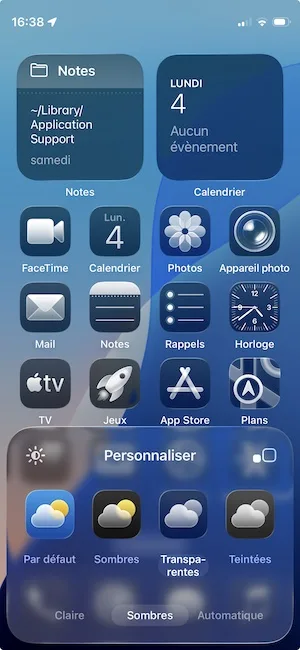 ios 26 afficher transparence sombre