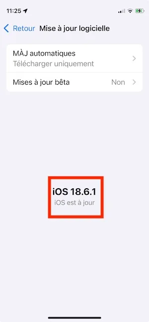 mise a jour ios 18.6.1 pour iPhone