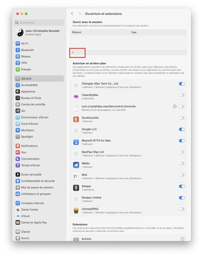 ouvrir applications au demarrage Mac