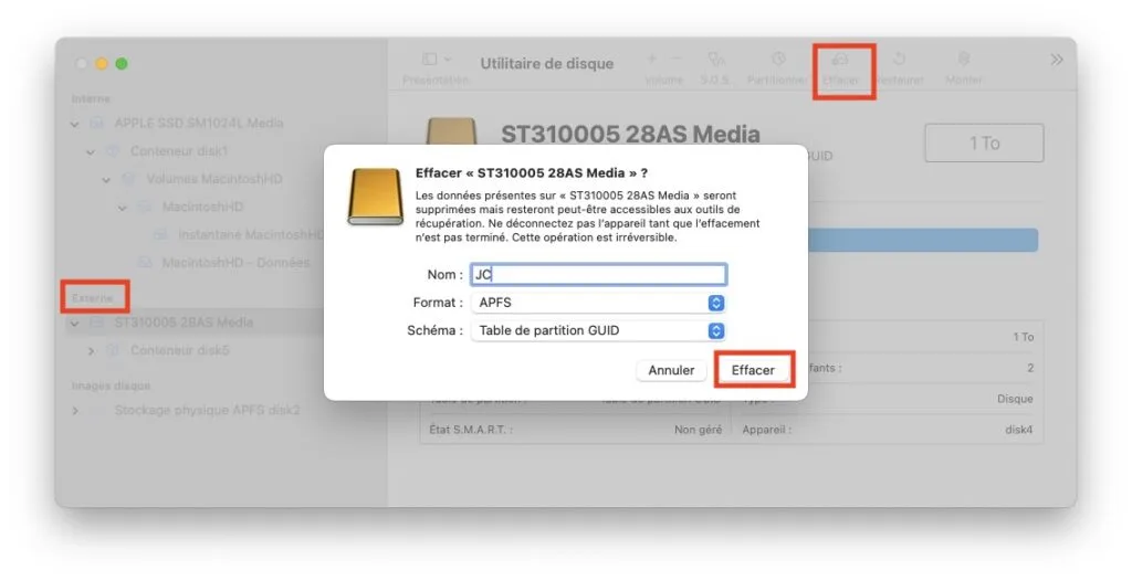 formater disque externe avant de sauvegarder son mac a l identique