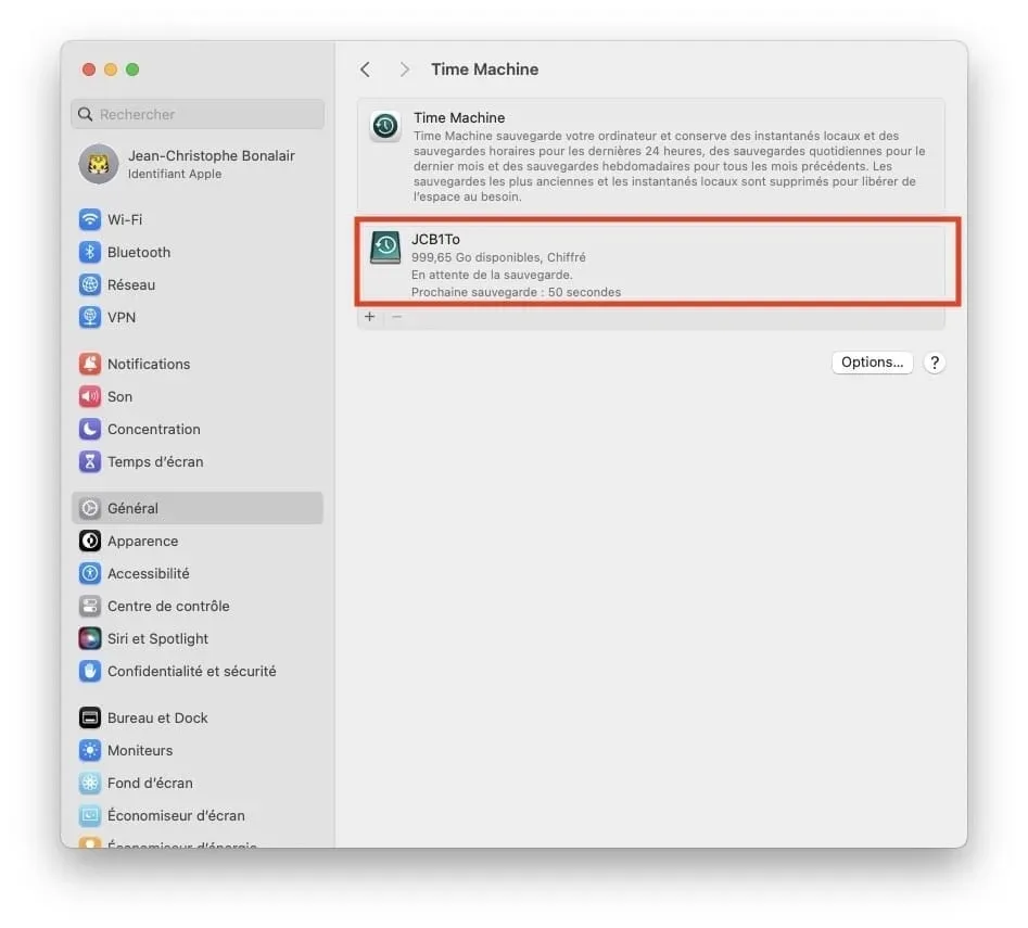 sauvegarder mac time machine avant installation propre
